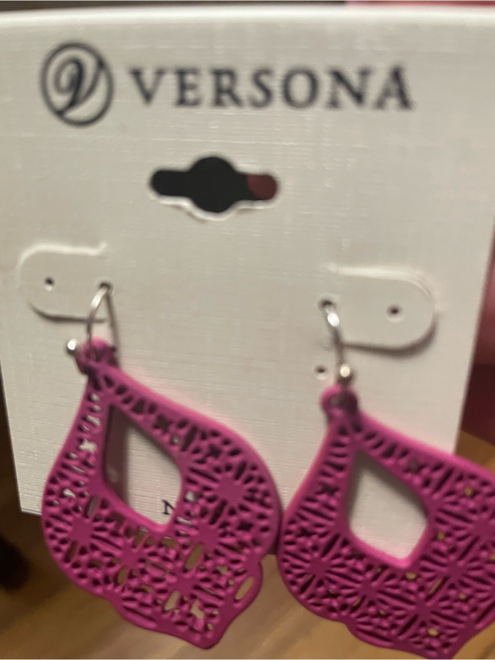 Versona Bright Pink Cutout Teardrop Earrings